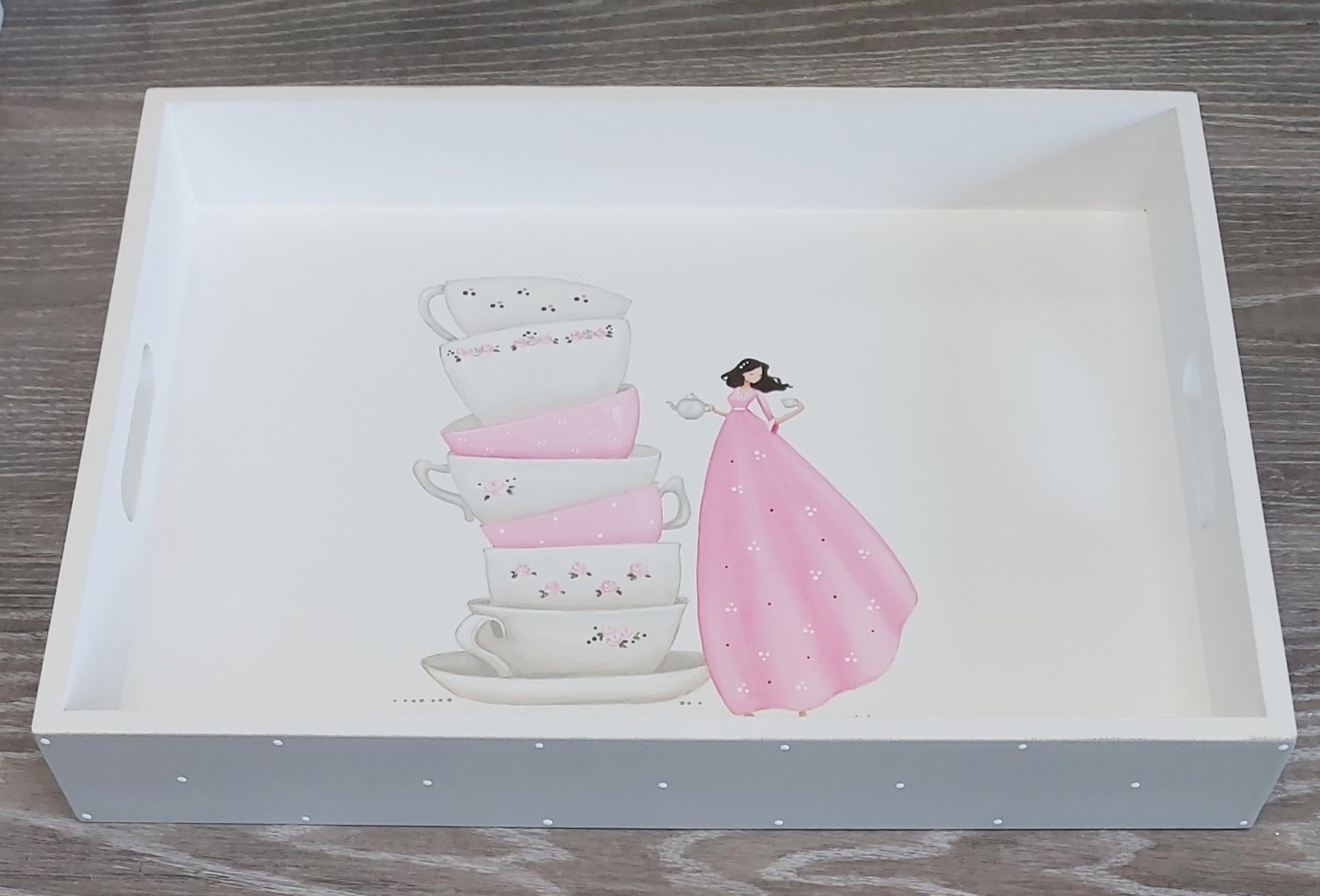 Pladenj 'Čas za čaj' - roza dama