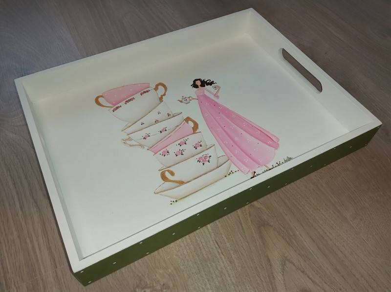 Pladenj 'Čas za čaj' - roza dama - slika 2