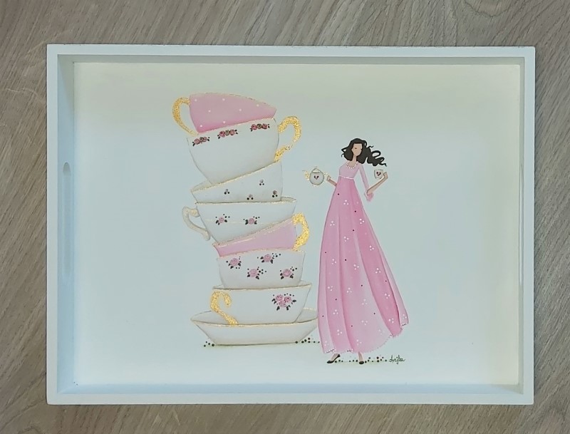 Pladenj 'Čas za čaj' - roza dama